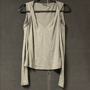 NWT Gray Cold Shoulder Long Sleeve Tee